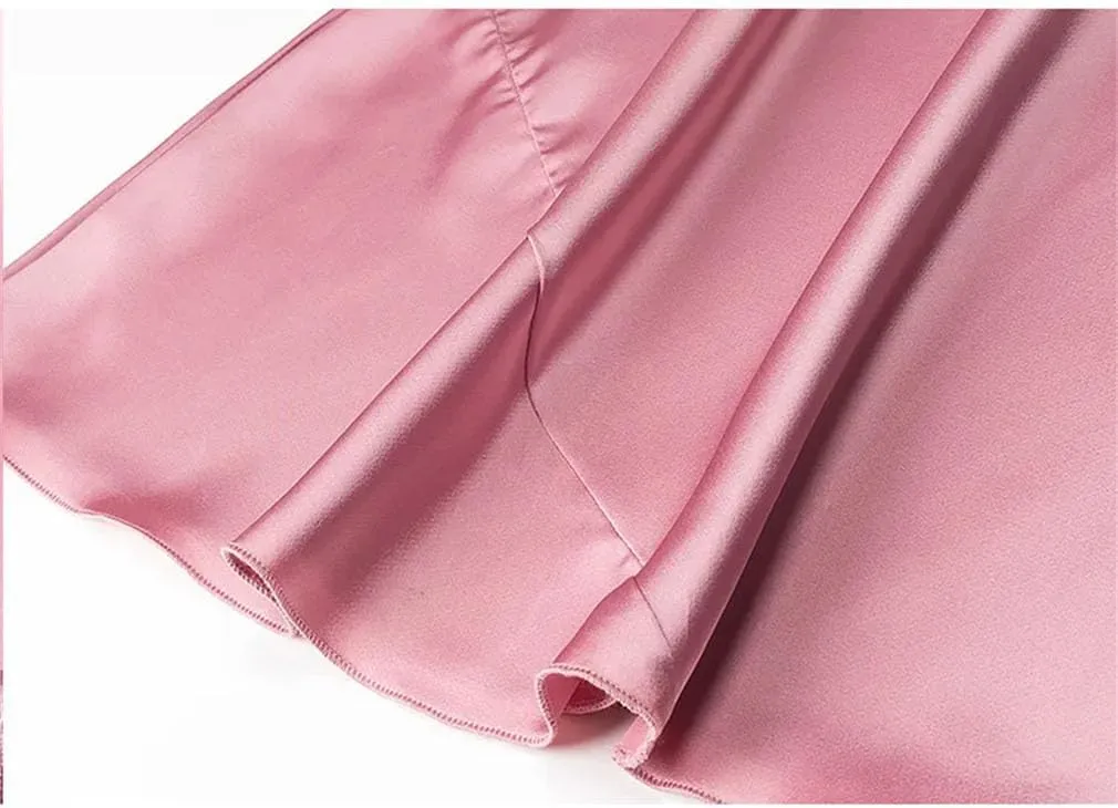 Women Casual Midi Skirt Solid Loose A-Line Fold Skirts