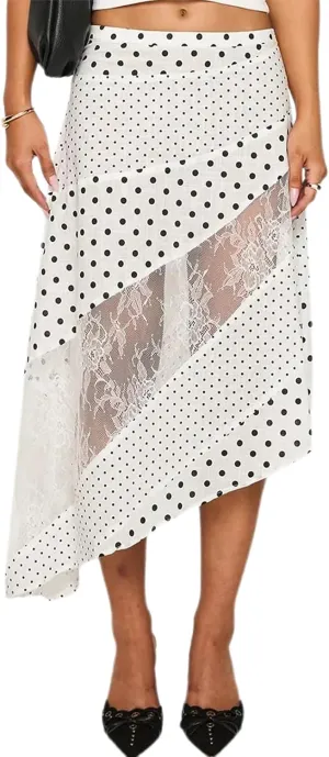 Women Fairy Lace Patchwork Maxi Skirt Y2k Low Rise Irregular Hem Flowy Midi Skirt Holiday Beach Elegant Long Skirts