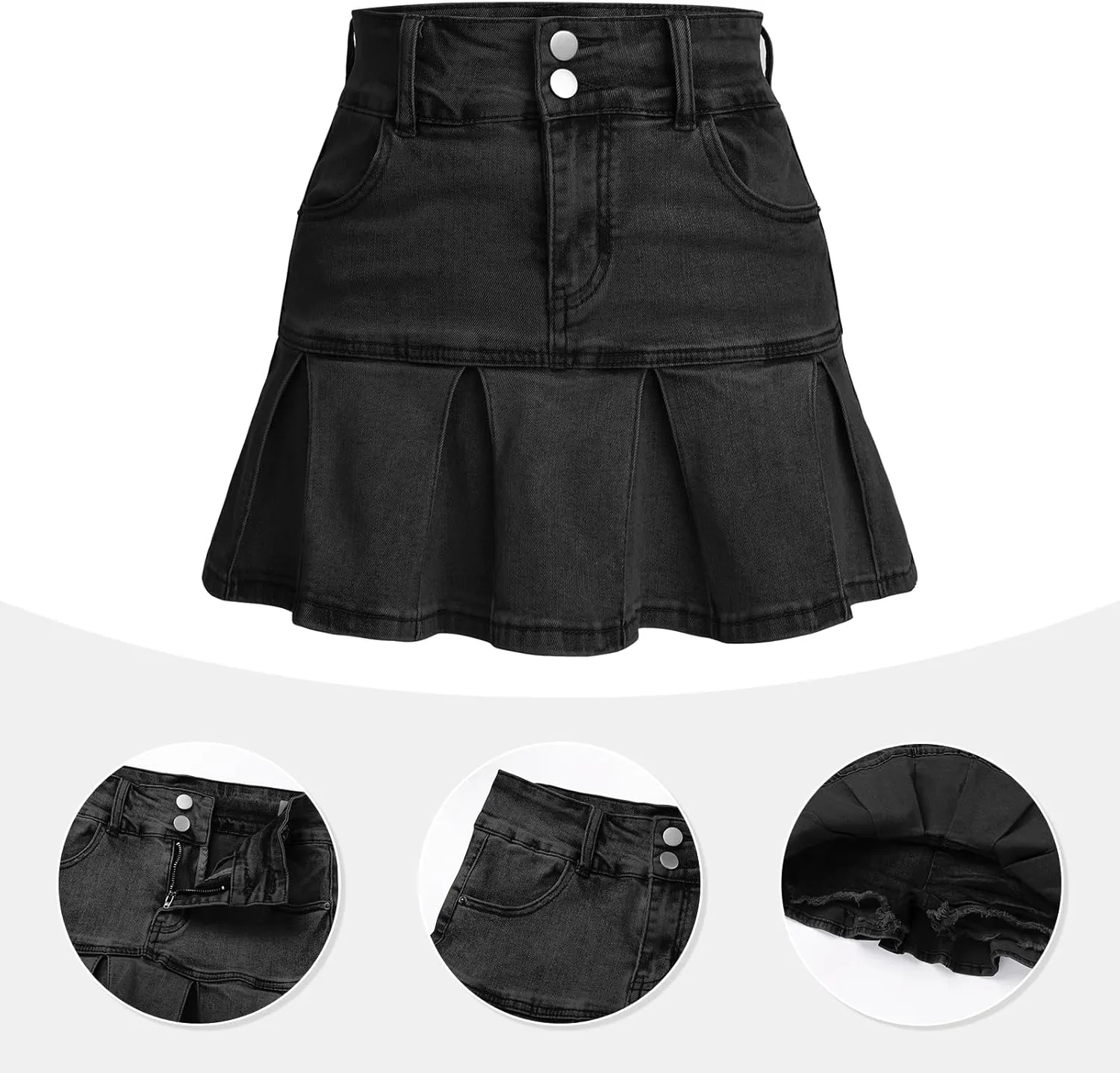 Women Trendy High Waisted Jean Skirts Raw Hem Frayed Ripped A-line Casual Mini Skirts