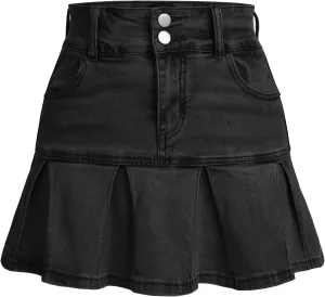 Women Trendy High Waisted Jean Skirts Raw Hem Frayed Ripped A-line Casual Mini Skirts