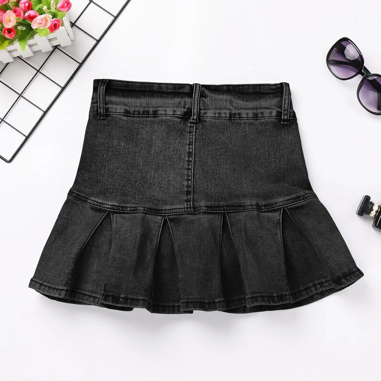 Women Trendy High Waisted Jean Skirts Raw Hem Frayed Ripped A-line Casual Mini Skirts