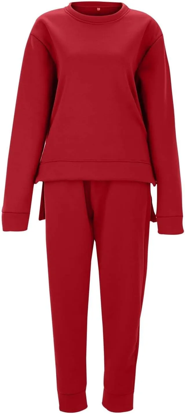 Women's 2 Piece Outfits Long Sleeve Crewneck Comfy Loungewear Jogger Sweatsuit Sets Sweatsuits