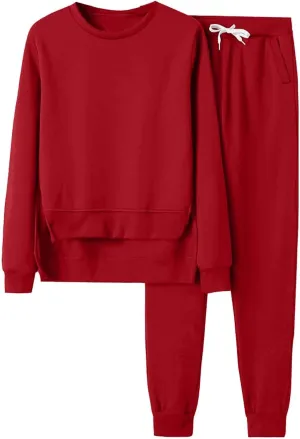 Women's 2 Piece Outfits Long Sleeve Crewneck Comfy Loungewear Jogger Sweatsuit Sets Sweatsuits