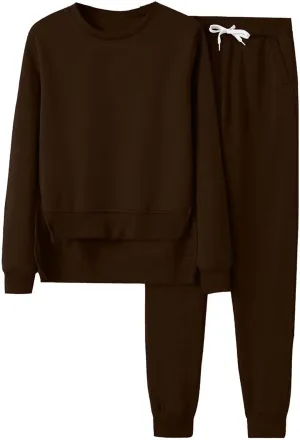 Women's 2 Piece Outfits Long Sleeve Crewneck Comfy Loungewear Jogger Sweatsuit Sets Sweatsuits