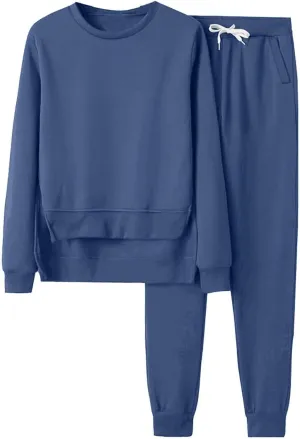 Women's 2 Piece Outfits Long Sleeve Crewneck Comfy Loungewear Jogger Sweatsuit Sets Sweatsuits