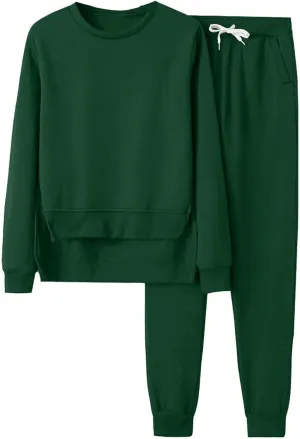 Women's 2 Piece Outfits Long Sleeve Crewneck Comfy Loungewear Jogger Sweatsuit Sets Sweatsuits