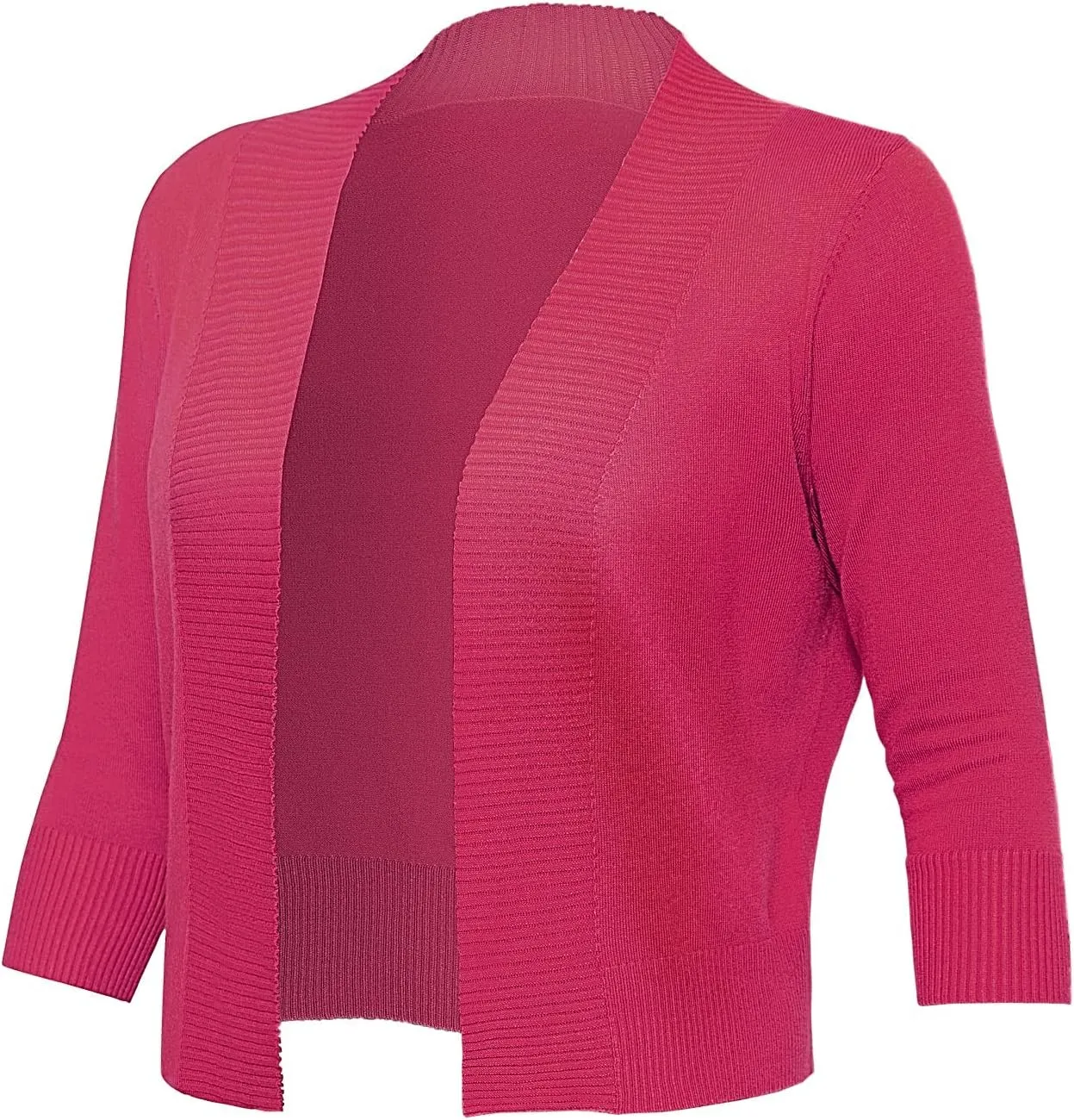 Women's 3/4 Sleeve Cropped Cardigan Sweaters Open Front Bolero Short Shrugs S-XL
