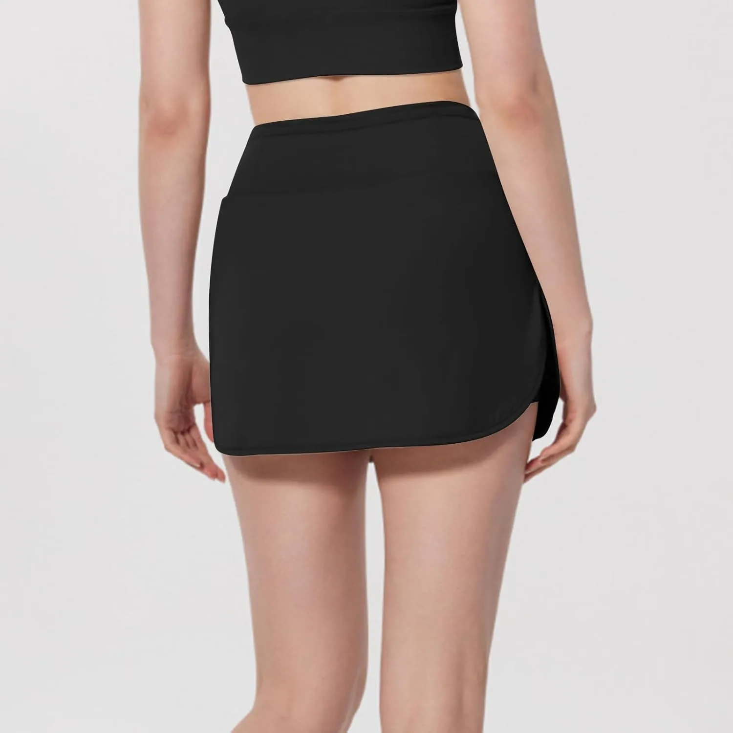Women's Athletic Tennis Skorts Built-in Shorts Casual High Waisted Solid Color Slim Comfy Active Running Short Pants