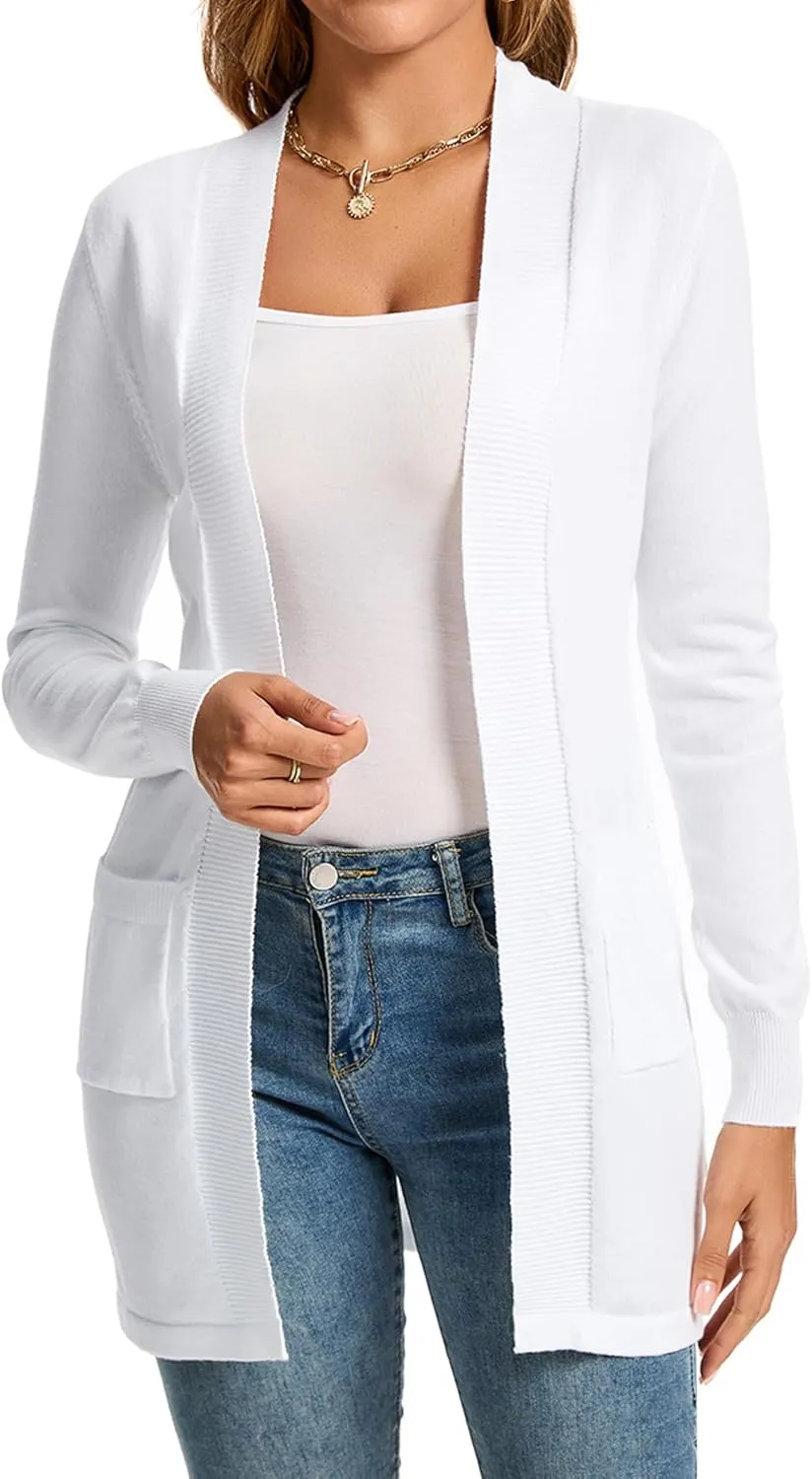 Women's Cardigan Long Sleeve Open Front Lightweight Cardigan Sweaters with Pockets