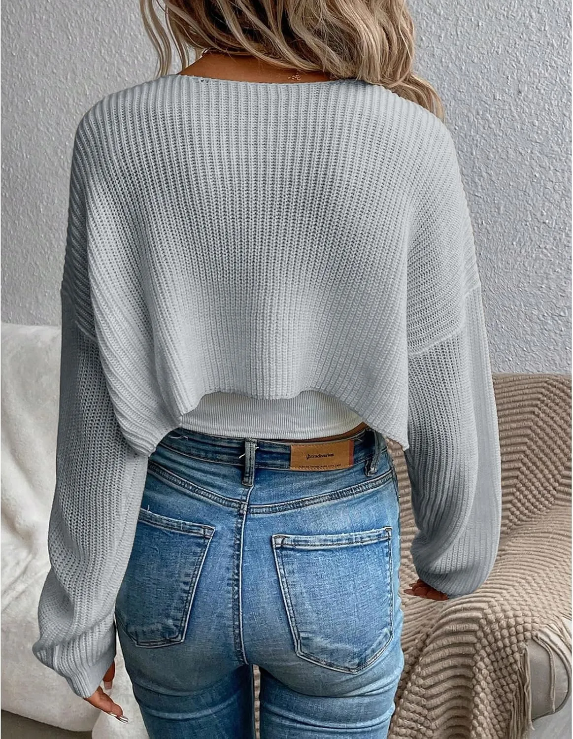 Women's Cardigan Shrugs Long Sleeve Knit Cropped Bolero Shrug Open Front Casual Cardigans for Dresses