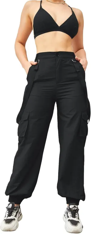 Womens Cargo Pants Stretchy Jogger Slim Fit High Waist Trouser Clubwear Y2K Sweatpants with Belt