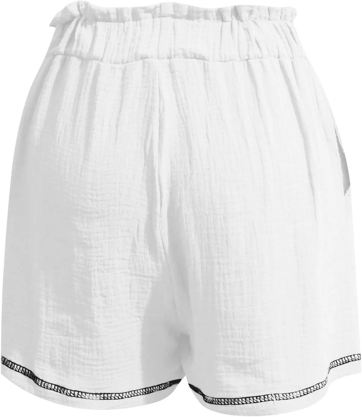 Womens Casual Shorts Cotton High Waist 2024 Solid Color Beach Cruise Shorts Comfy Loose Fit Summer Lounge Pants with Pockets