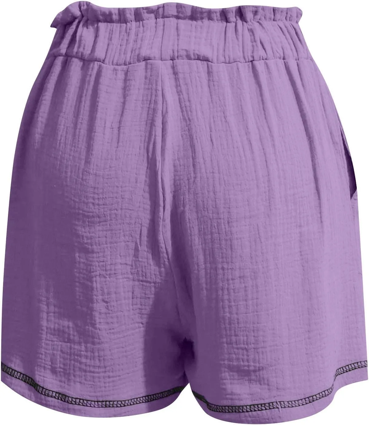 Womens Casual Shorts Cotton High Waist 2024 Solid Color Beach Cruise Shorts Comfy Loose Fit Summer Lounge Pants with Pockets
