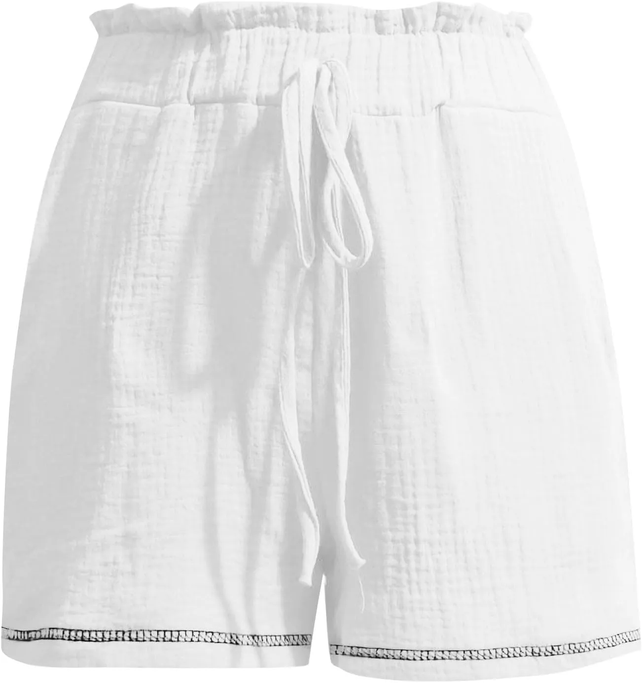 Womens Casual Shorts Cotton High Waist 2024 Solid Color Beach Cruise Shorts Comfy Loose Fit Summer Lounge Pants with Pockets