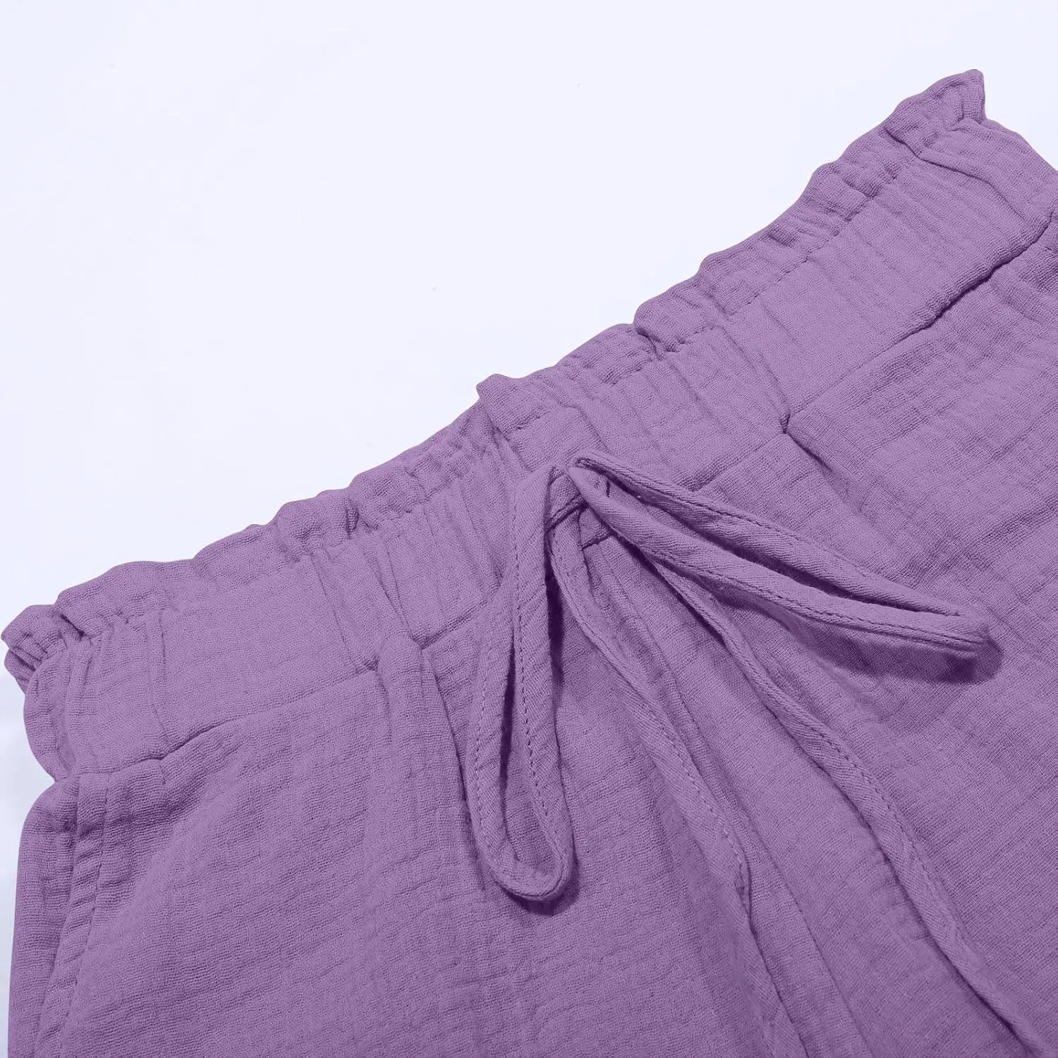 Womens Casual Shorts Cotton High Waist 2024 Solid Color Beach Cruise Shorts Comfy Loose Fit Summer Lounge Pants with Pockets