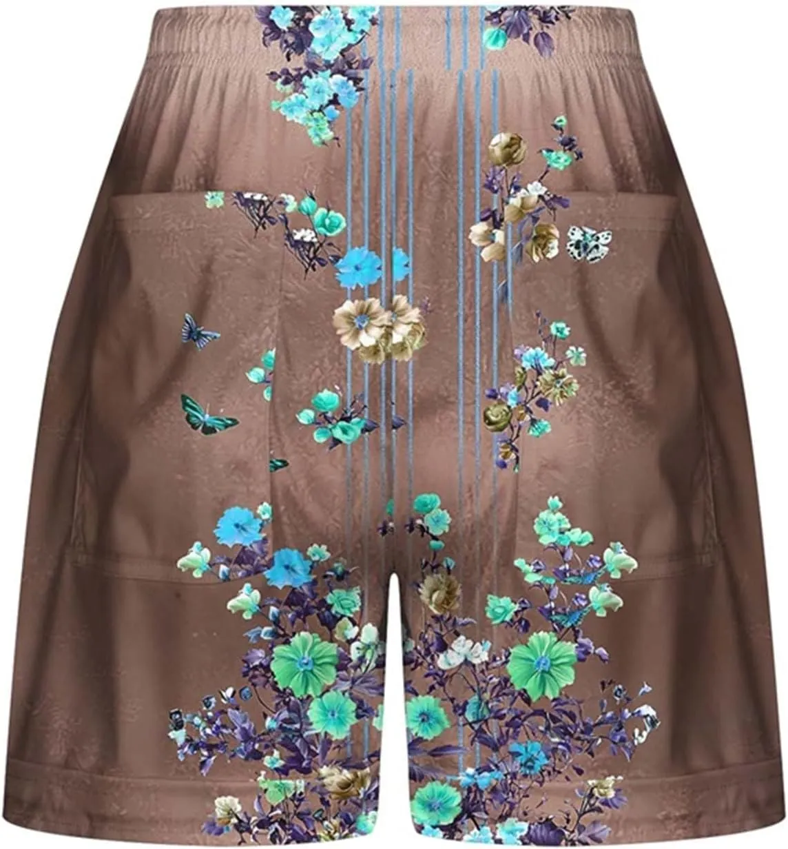 Womens Casual Shorts Fashion Floral Printed Drawstring Elastic Waisted Thin Style Short Summer Loose Comfy Crop Pant