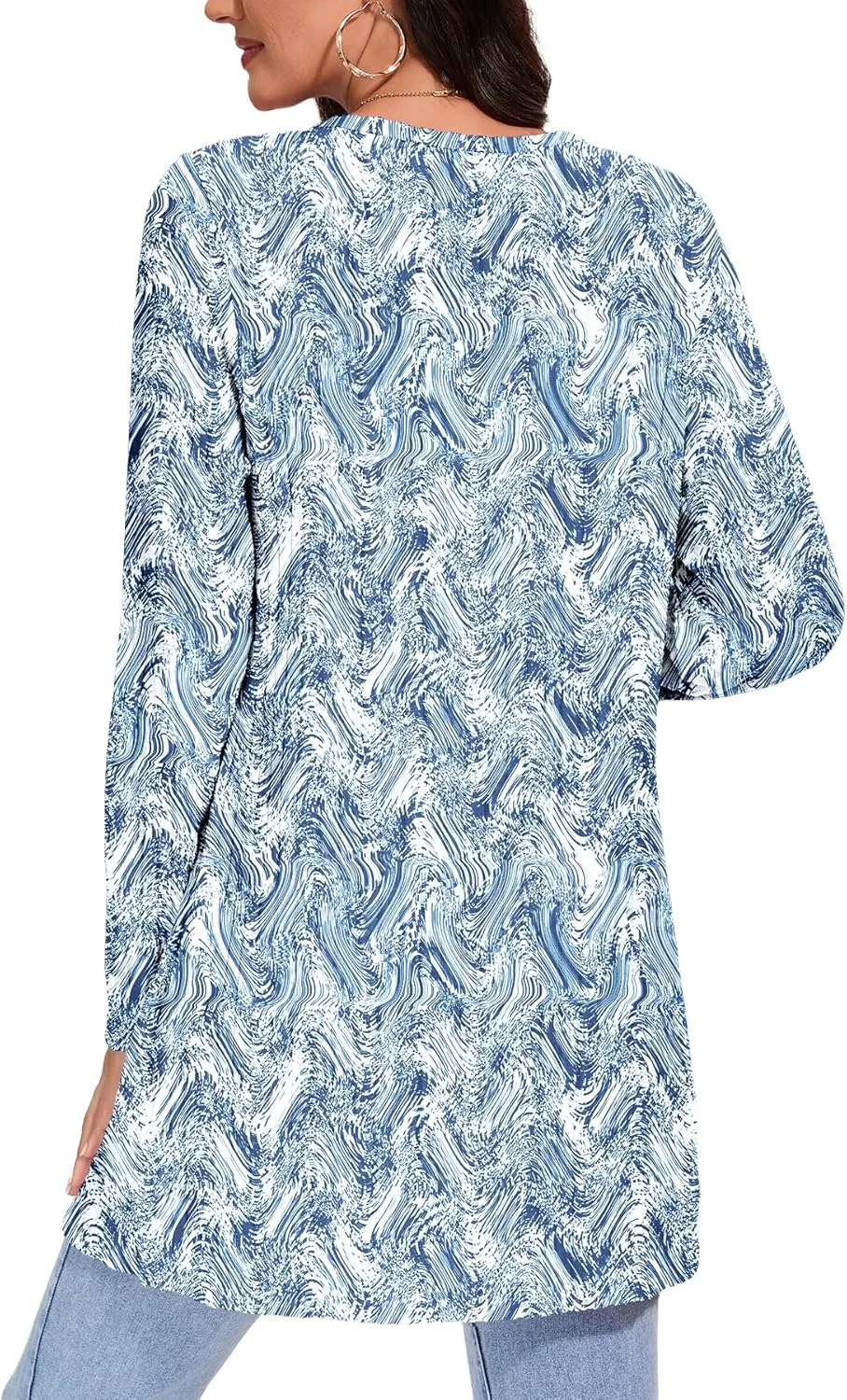 Women's Fall Casual Open Front Long Cardigan Loose Lightweight Cardigans with Pockets