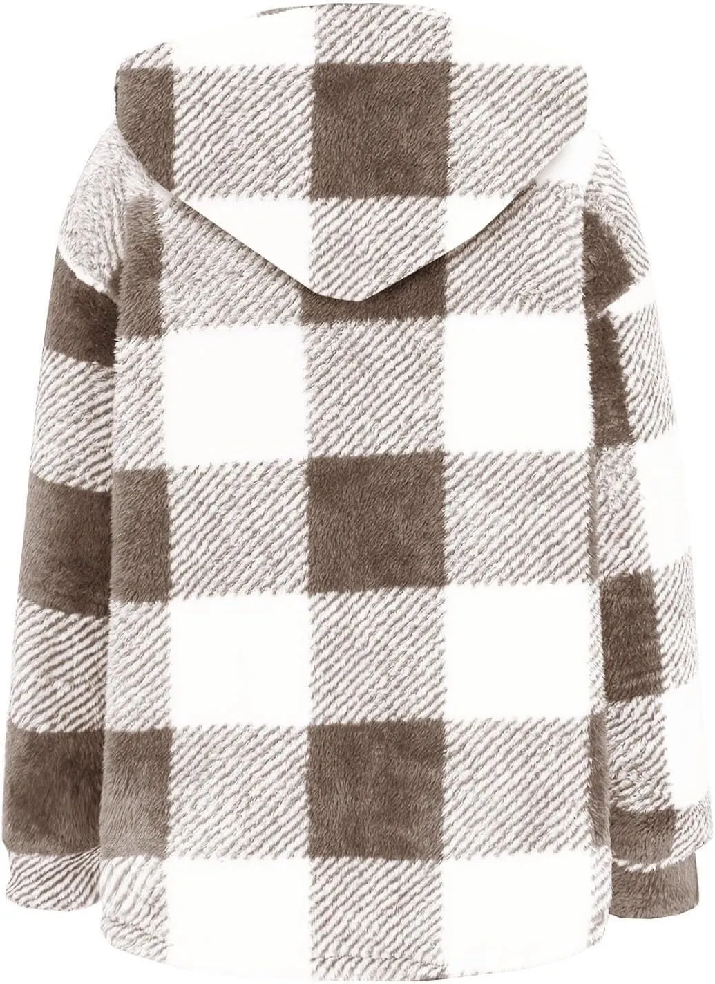 Womens Fuzzy Flannel Jacket Fall Fashion Sherpa Lined Plaid Shacket Long Sleeve Button Down Fleece Plush Hoodies