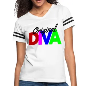 Womens Graphic Vintage Tee, Original Diva Colorful Sport T-shirt