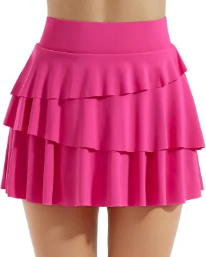 Women's High Waisted Shorts Summer Casual Loose Comfy Flowy Beach Tennis Short Skirt Skater Wrap Mini Skirt Skort