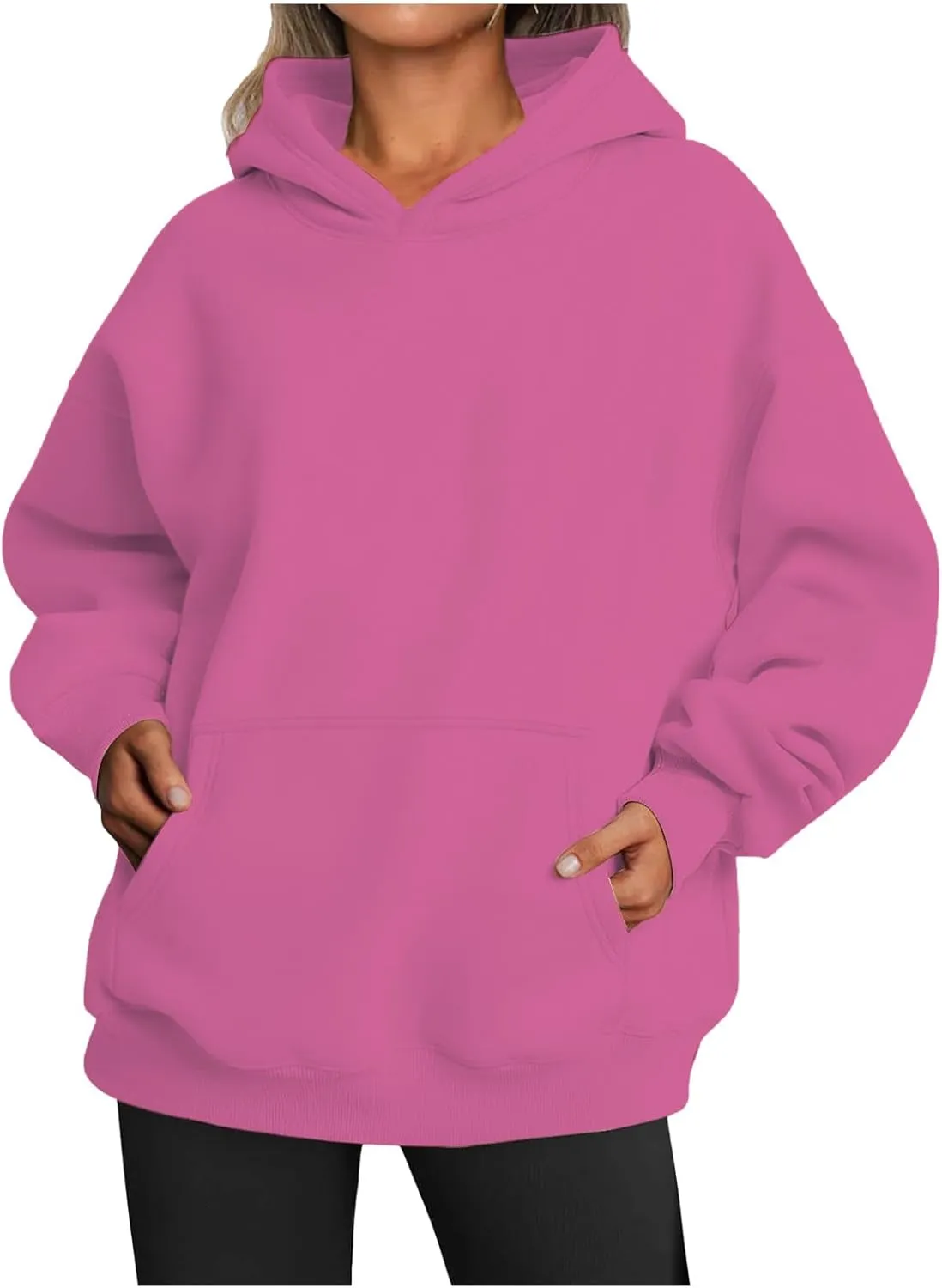 Womens Hoodies Oversized Sweatshirts Casual Fleece Hooded Pullover Sweaters Long Sleeve Fall Winter Y2K Outfits Tops