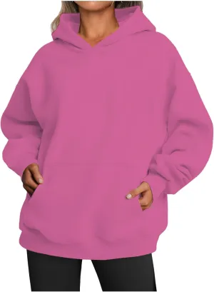 Womens Hoodies Oversized Sweatshirts Casual Fleece Hooded Pullover Sweaters Long Sleeve Fall Winter Y2K Outfits Tops