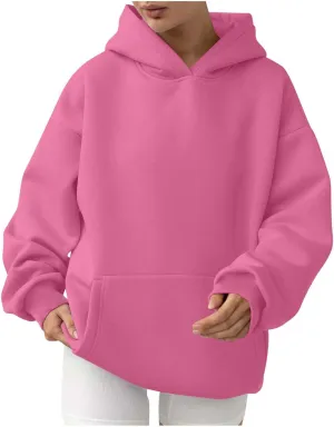 Womens Oversized Hoodies Casual Long Sleeve Fleece Sweatshirts Fall Pullover Sweaters Teen Girls Preppy Tops Clothes