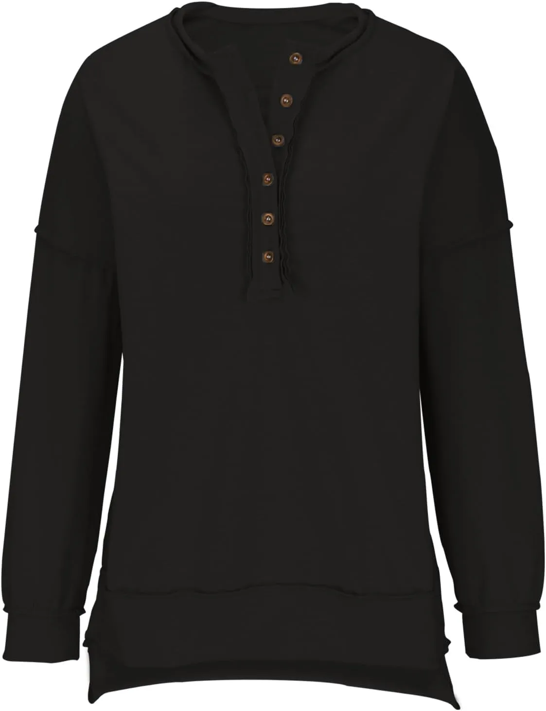 Womens Oversized Sweatshirt Casual Long Sleeve Shirts Button Henley Neck Pullover Patchwork Tunic Tops Fall Outfits