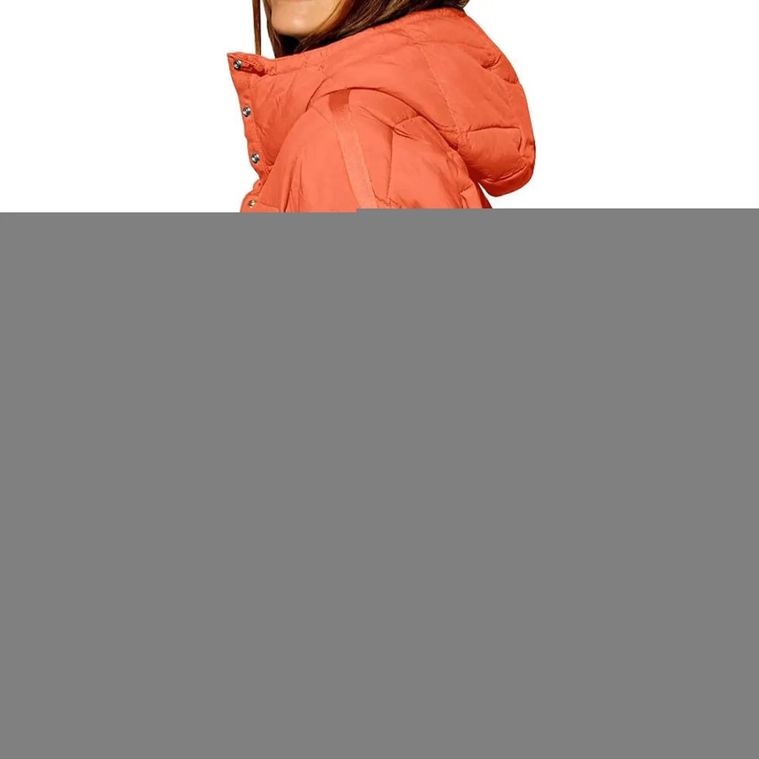 Womens Pullover Puffer Jacket Long Sleeve Oversized Quilted Hoodies Solid Color Hooded Sweatshirt Tops Fall Cozy Coats