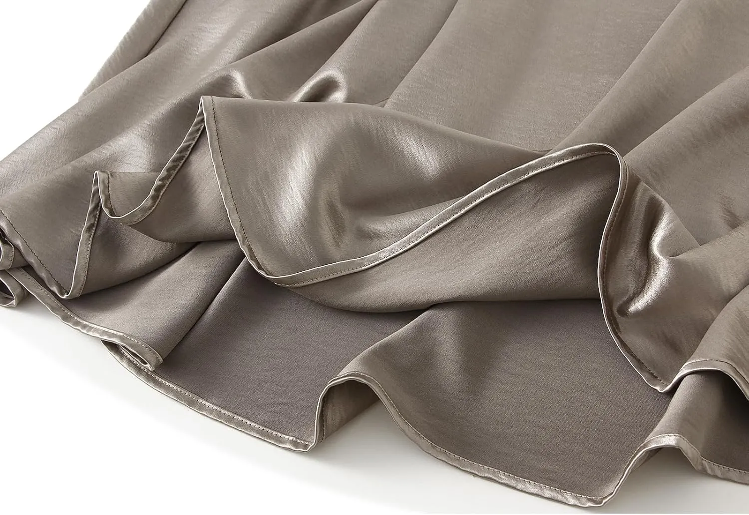 Women's Satin Flare Maxi Skirt Elastic High Waist Silk Long Skirts Luxury A-Line Flowy Midi Skirts