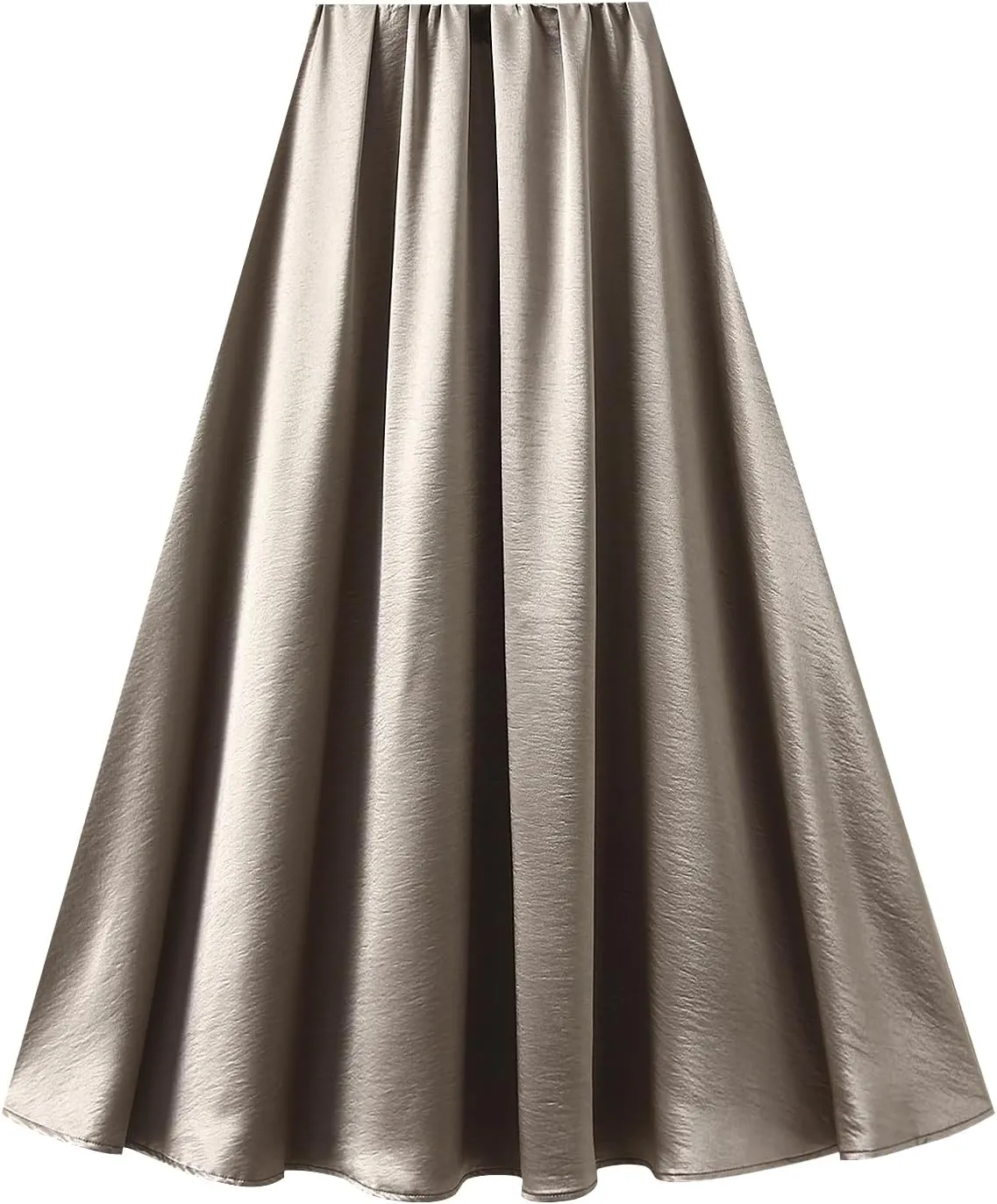 Women's Satin Flare Maxi Skirt Elastic High Waist Silk Long Skirts Luxury A-Line Flowy Midi Skirts