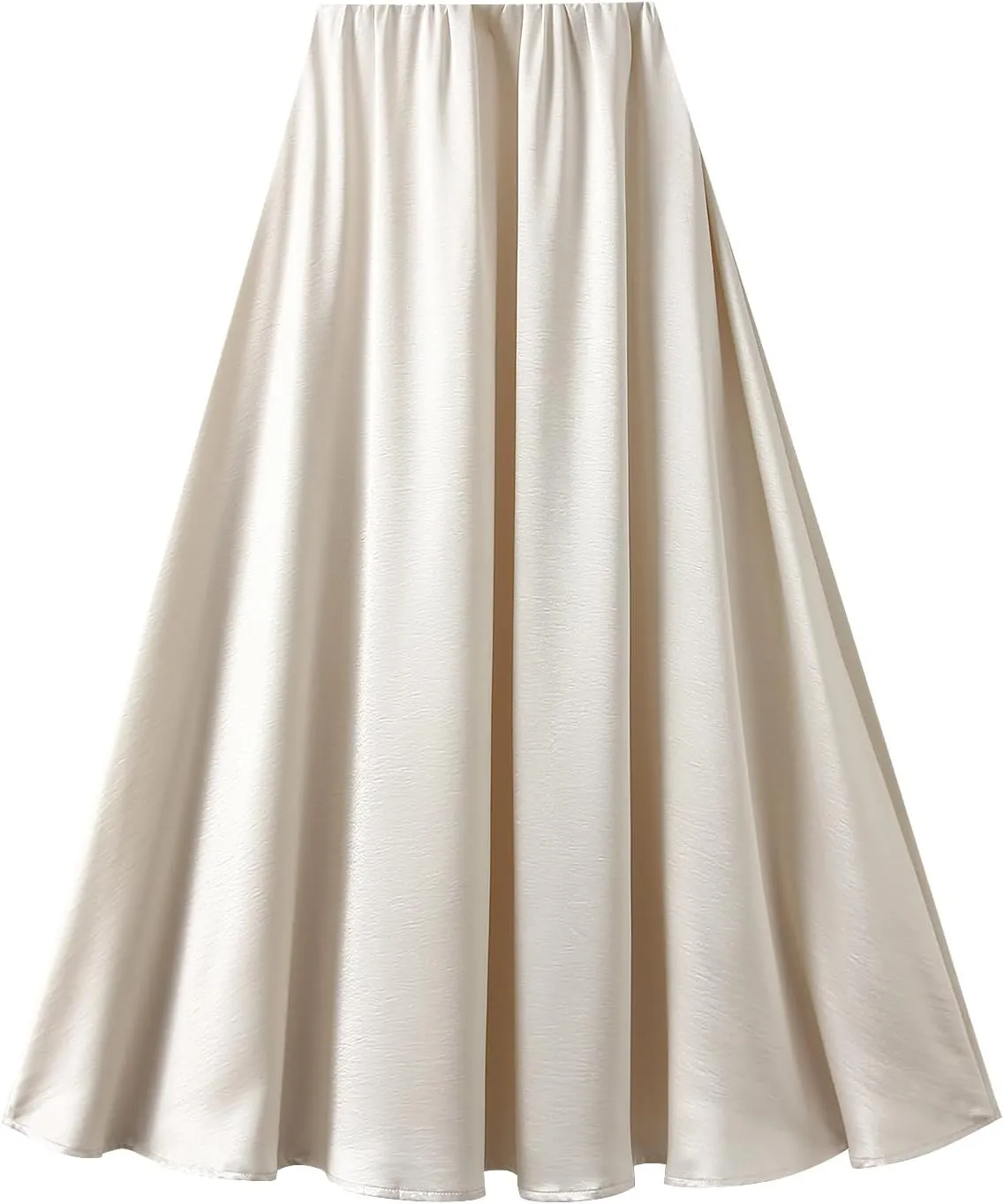 Women's Satin Flare Maxi Skirt Elastic High Waist Silk Long Skirts Luxury A-Line Flowy Midi Skirts