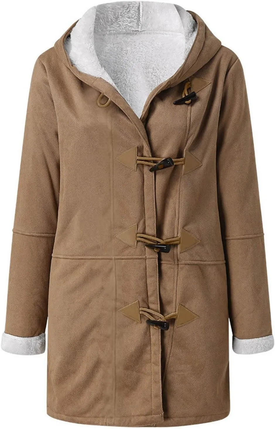 Womens Sherpa Lined Jackets Fashion Winter Fuzzy Fleece Hoodie Sweatshirt Casual Soft Cozy Horn Button Down Coats