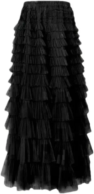 Women's Skirts A-Line Elastic Waist Multilayer Ruffles Casual Party Pleated Tulle Skirt