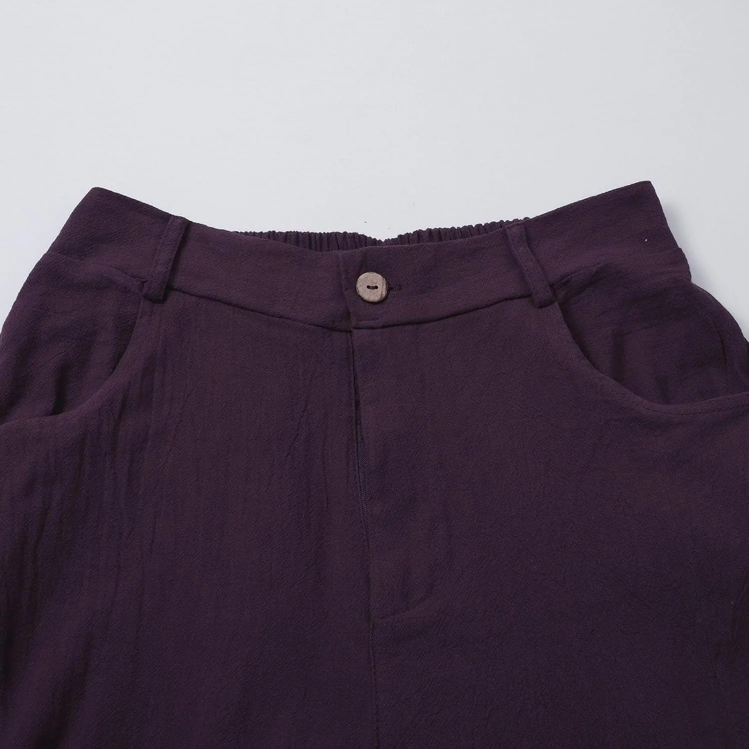 Women's Summer Linen Palazzo Pants Casual Lightweight Straight Wide Leg Trousers Elastic Band Plain Joggers Comfy Yoga Pants