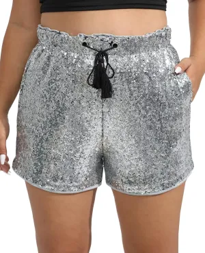 Women's Summer Sequins Shorts High Waist Casual Loose A Line Hot Pants Sparkly Clubwear Night-Out Skorts
