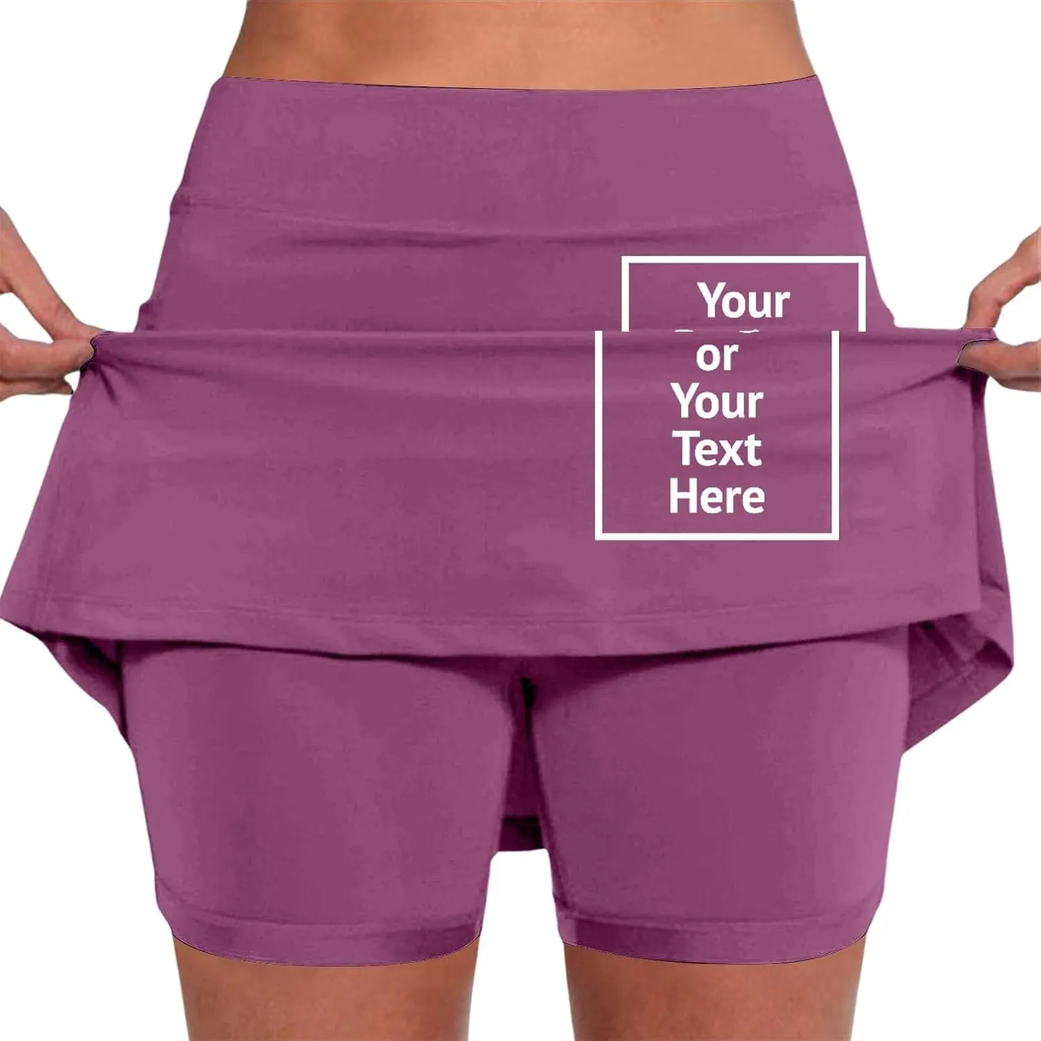 Women's Trendy 2 in 1 Skorts Tummy Control Active Elastic Waist Gym Skirt Shorts Soft Comfy Workout Athletic Shorts
