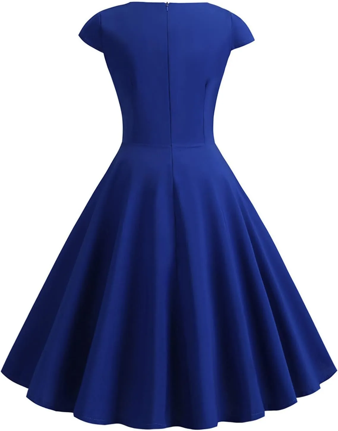 Women's Wrap V Neck Short Flared Sleeve Wedding Guest Dress Smocked Elastic Waist Pleated Ruffle Hem Mini Dress