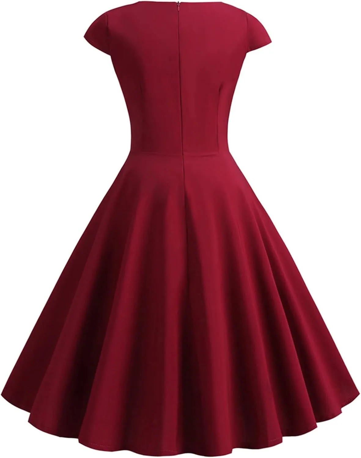 Women's Wrap V Neck Short Flared Sleeve Wedding Guest Dress Smocked Elastic Waist Pleated Ruffle Hem Mini Dress
