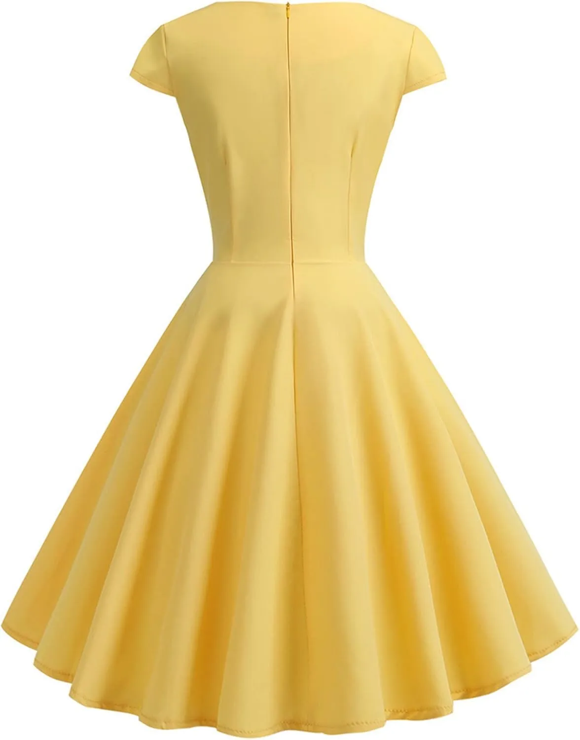 Women's Wrap V Neck Short Flared Sleeve Wedding Guest Dress Smocked Elastic Waist Pleated Ruffle Hem Mini Dress