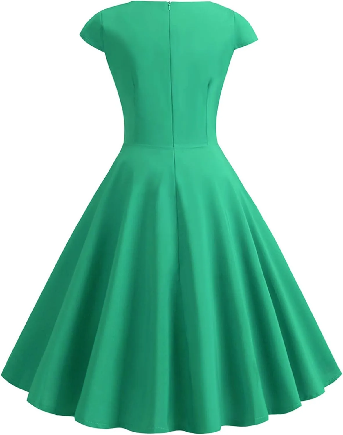Women's Wrap V Neck Short Flared Sleeve Wedding Guest Dress Smocked Elastic Waist Pleated Ruffle Hem Mini Dress