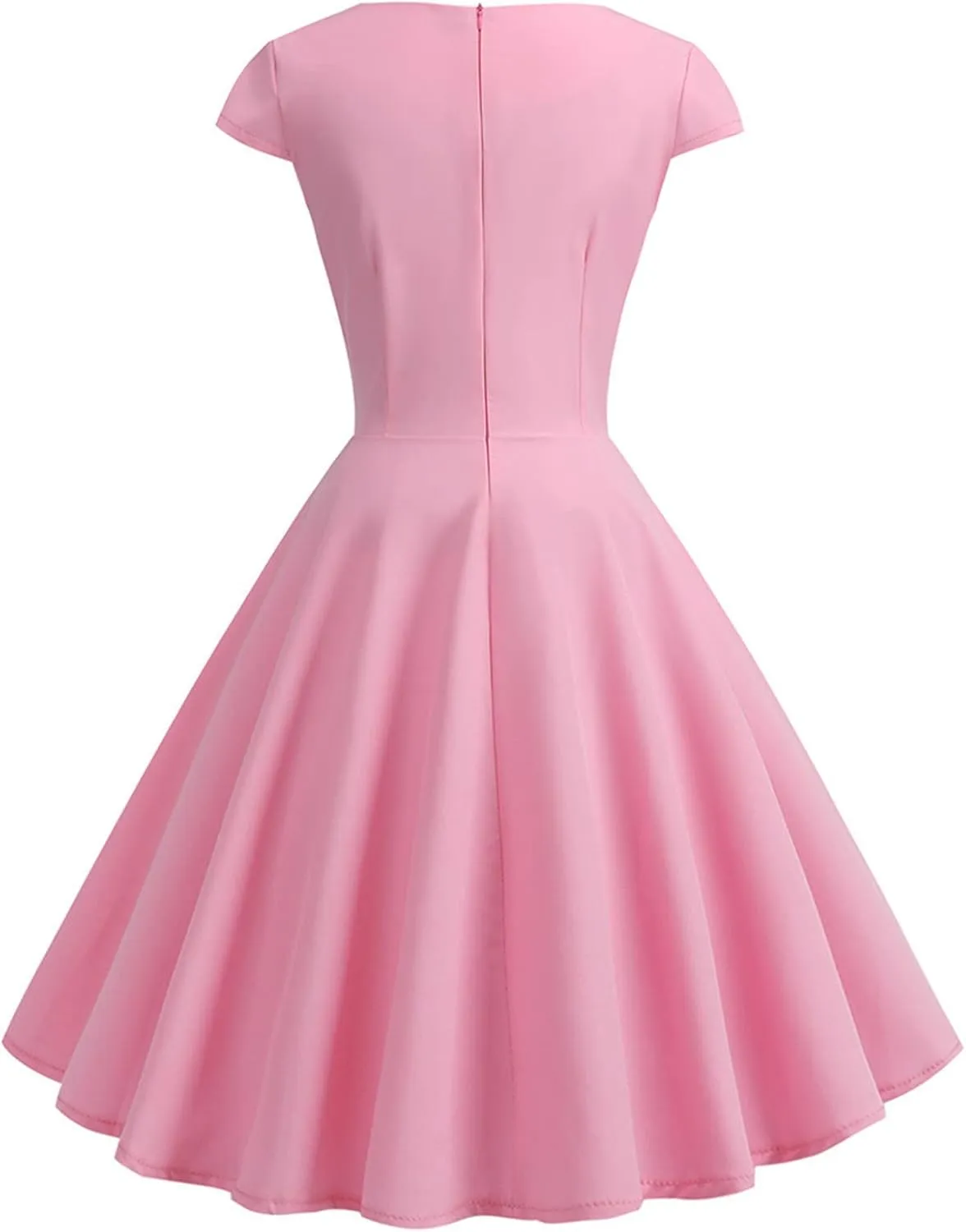 Women's Wrap V Neck Short Flared Sleeve Wedding Guest Dress Smocked Elastic Waist Pleated Ruffle Hem Mini Dress