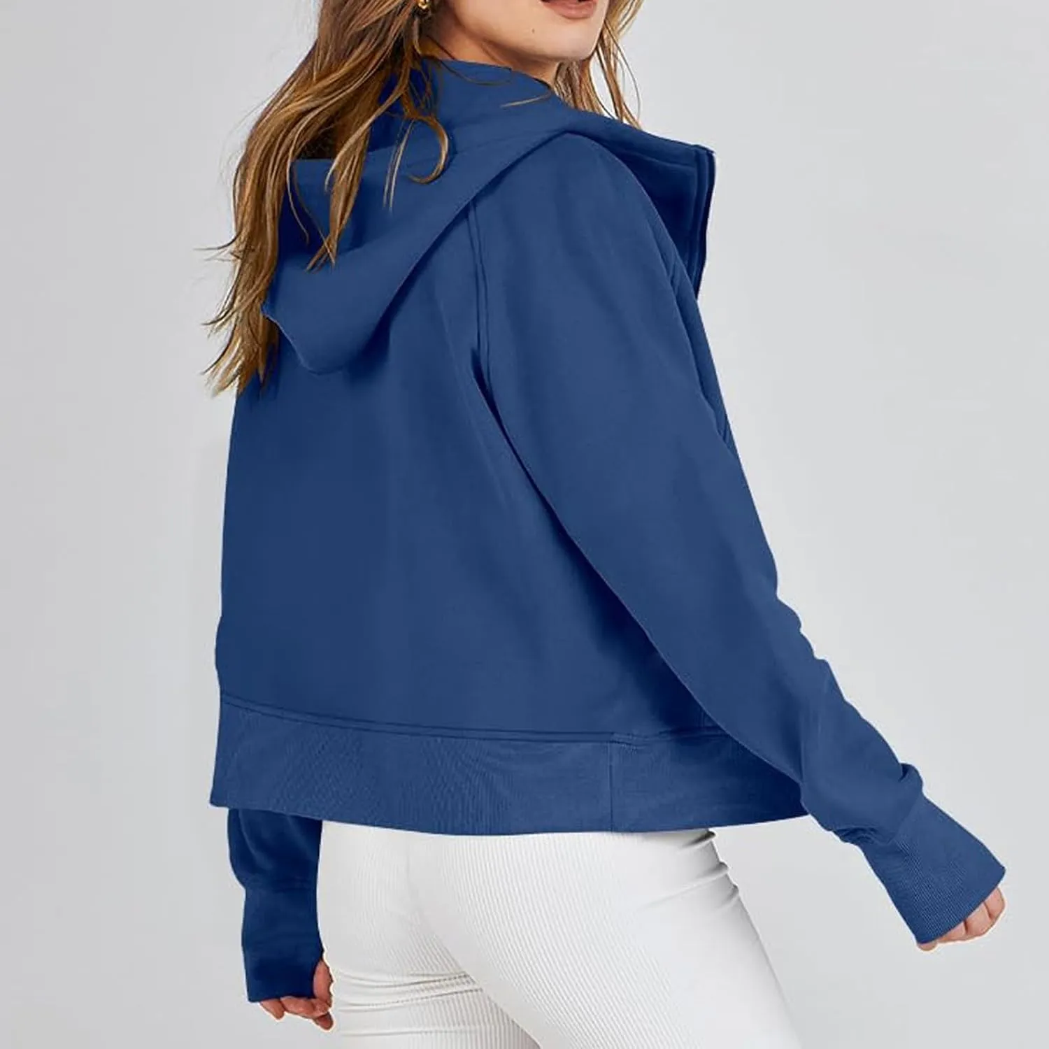 Womens Zip Up Cropped Hoodies Fleece Oversized Sweatshirts Full Zip Jackets Y2k Fall Clothes 2024 Trendy