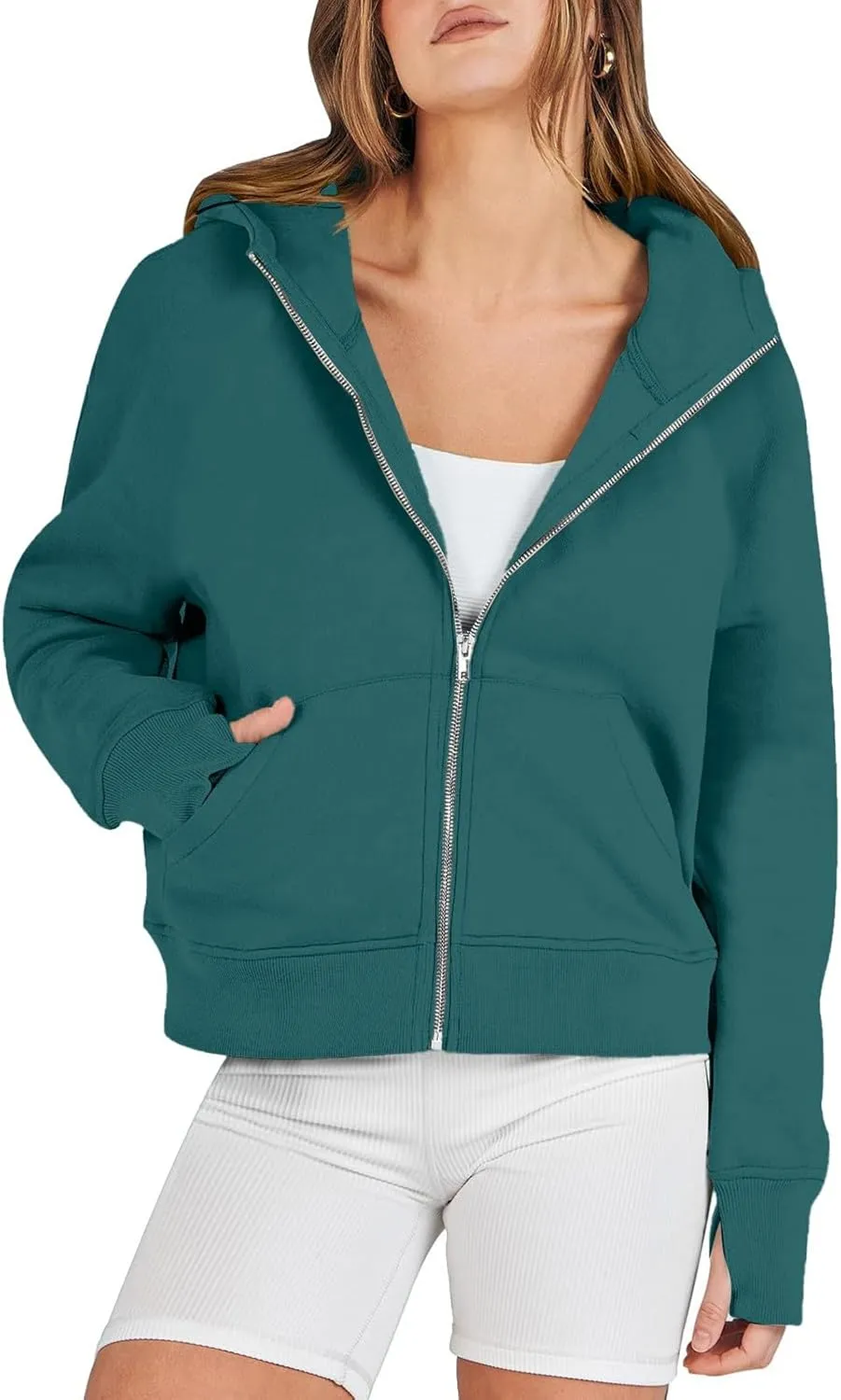 Womens Zip Up Cropped Hoodies Fleece Oversized Sweatshirts Full Zip Jackets Y2k Fall Clothes 2024 Trendy