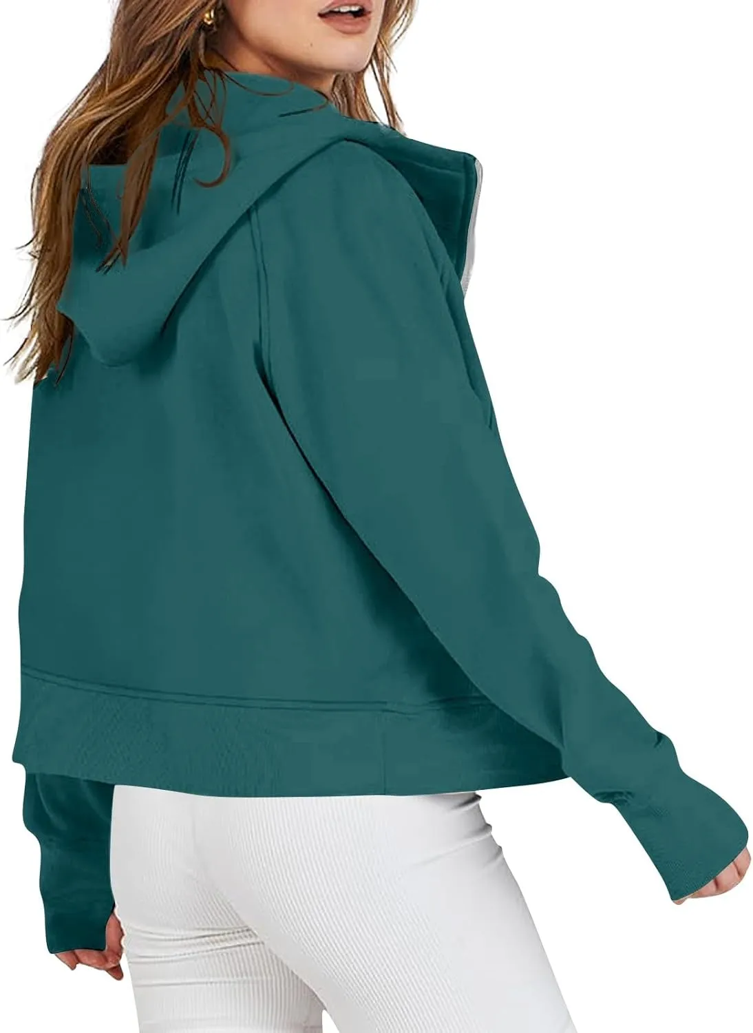 Womens Zip Up Cropped Hoodies Fleece Oversized Sweatshirts Full Zip Jackets Y2k Fall Clothes 2024 Trendy