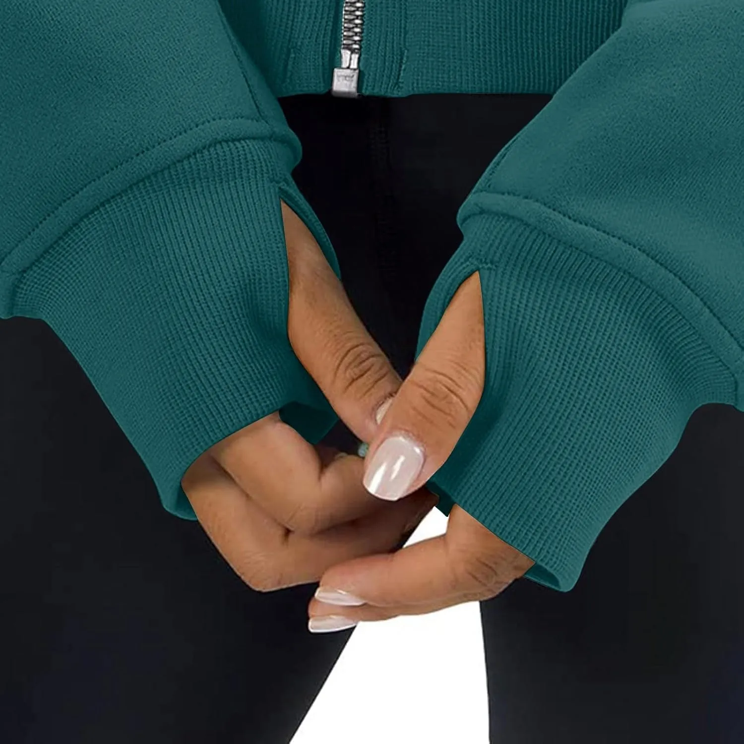 Womens Zip Up Cropped Hoodies Fleece Oversized Sweatshirts Full Zip Jackets Y2k Fall Clothes 2024 Trendy