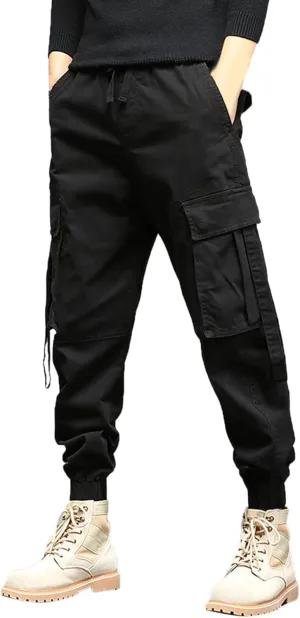 Work Pants for Men Slim Fit Casual Hiking Pants Workout Joggers Stretch Outdoor Twill Track Sweatpants Multi Pockets