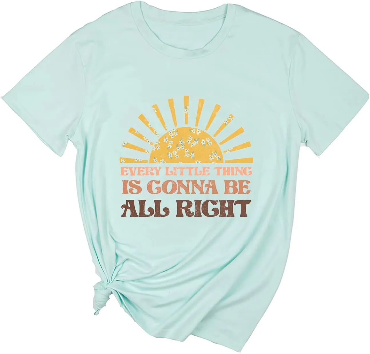 Yimoya Every Little Thing is Gonna Be Alright Shirt Womens Vintage Country Music Graphic Tees (Q-Green, XL)