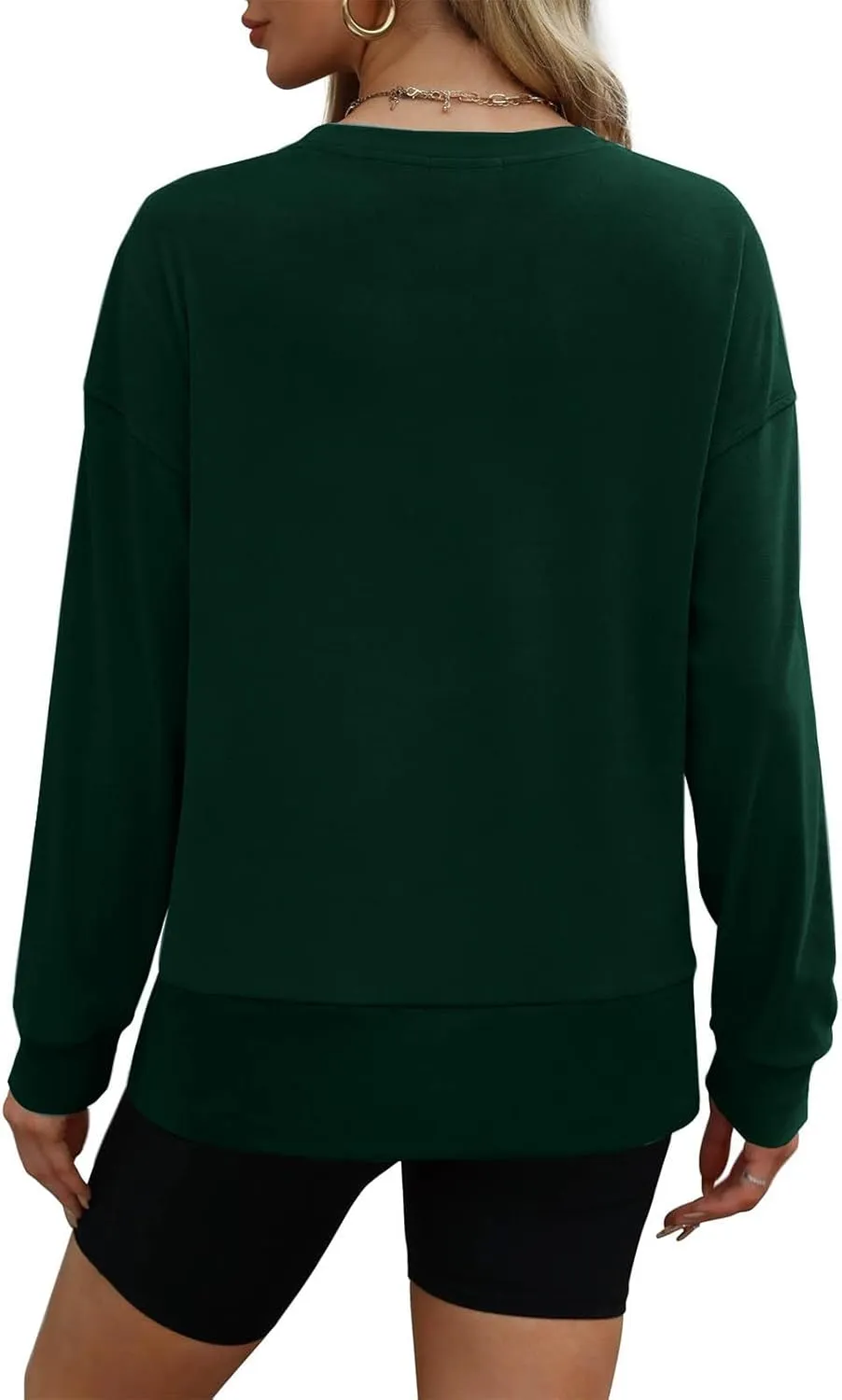 ZDRZK Crewneck Sweatshirts Women Casual Loose Lightweight Thin Fall Outfits Tops Split High Low Hem Long Sleeve Clothes