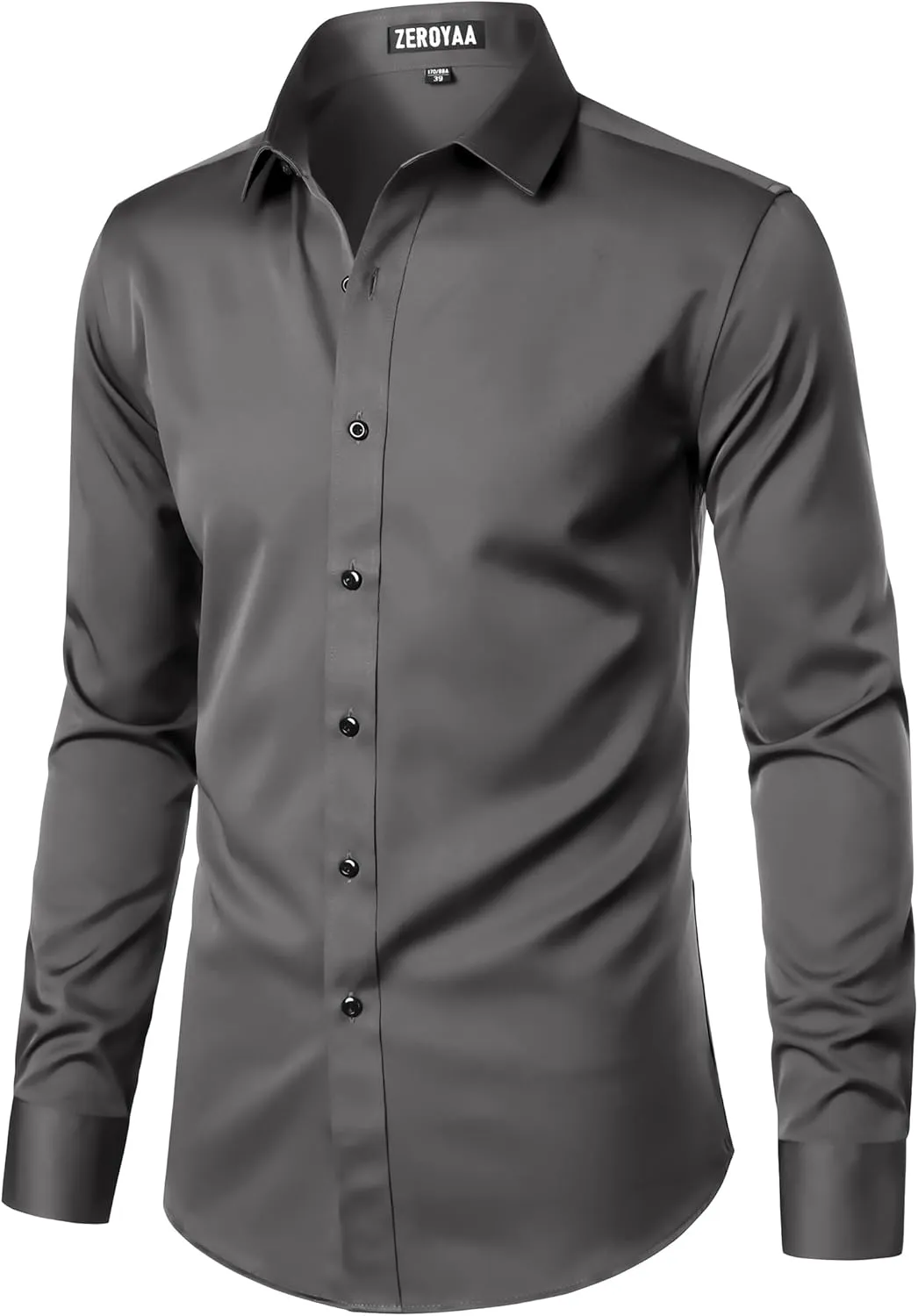 ZEROYAA Men's Long Sleeve Dress Shirt Modern Slim Fit Wrinkle-Free Casual Business Button Up Shirts